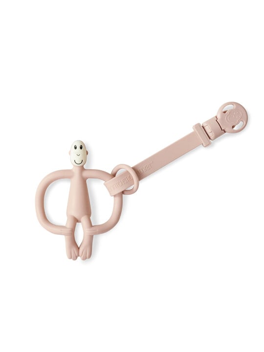 Matchstick Monkey Double Soother Clip - Mint Green and Dusty Pink image number 3